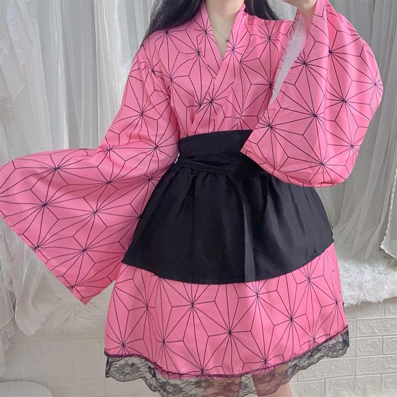 Demon Slayer Kamado Tanjiro Nezuko Anime Maid Outfit Lolita Dress Japanese Cosplay Costume