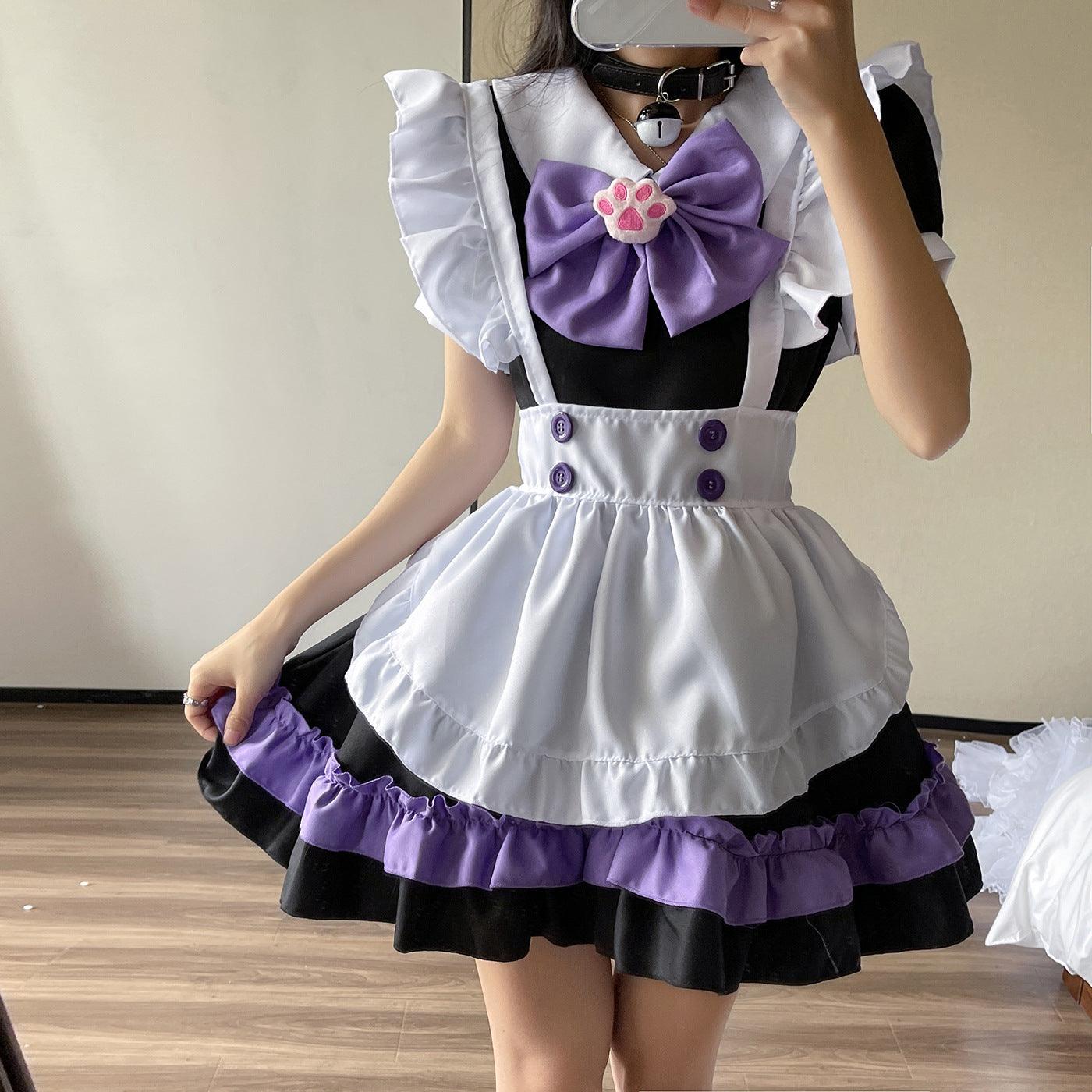 Cute Big Bow French Maid Outfit Plus Size Dress Lolita Fancy Dress Cosplay Costume