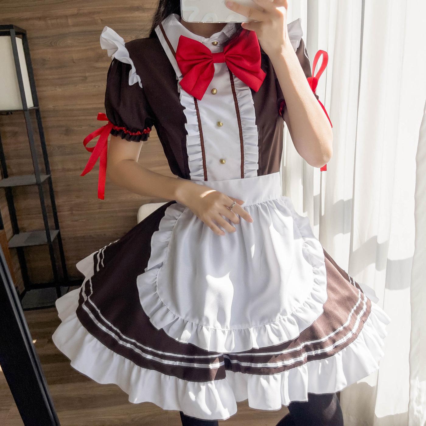 Coffee Waitress Maid Outfit Lolita Dress Anime Game Crossdresser CD Fancy Cosplay Costume