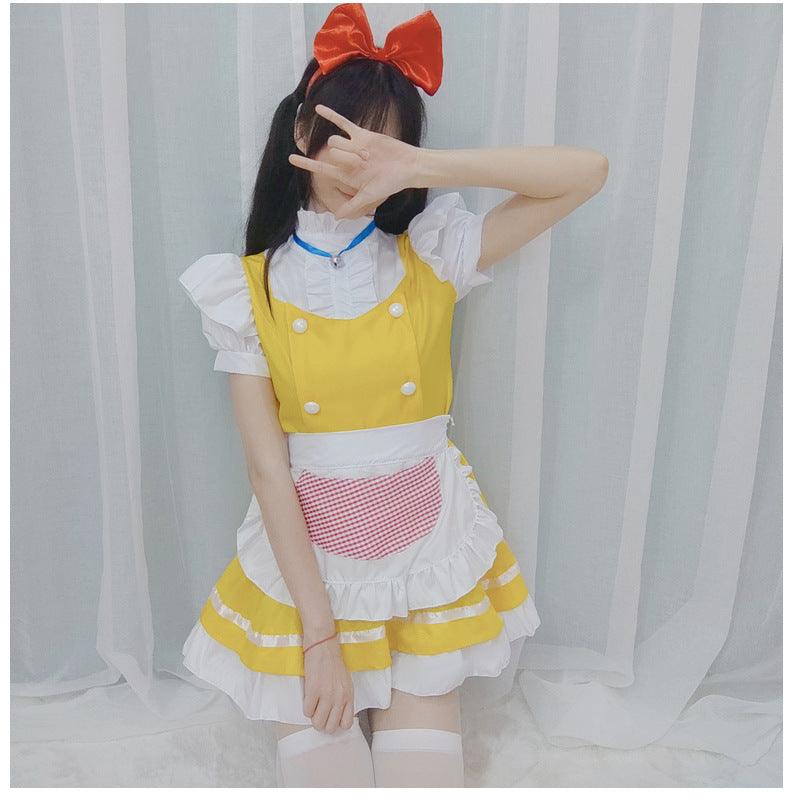 Golden Bell Anime Cat Maid Outfit Lolita Dress Japanese Cute Fancy Dress Cosplay Costume - coscrew