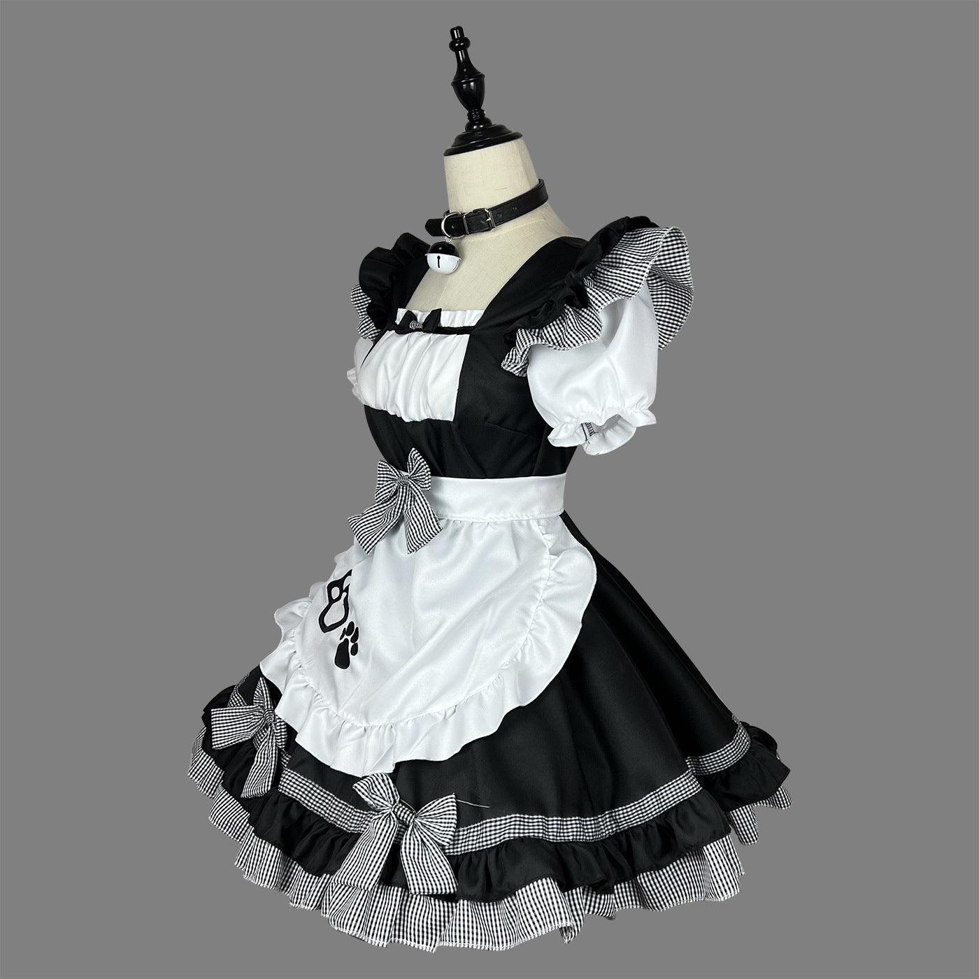 Japanese Black and White Classic Catgirl Maid Outfit Plus Size Lolita Fancy Dress Cosplay