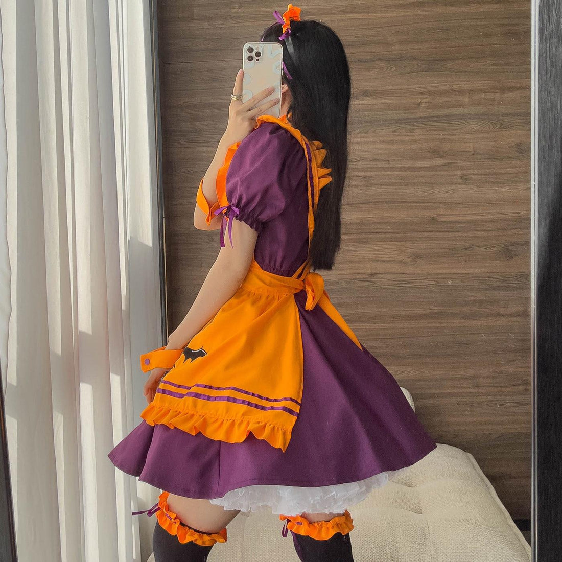 Halloween Anime Orange Maid Outfit Lolita Dress Crossdresser Large Fancy Cosplay Costume