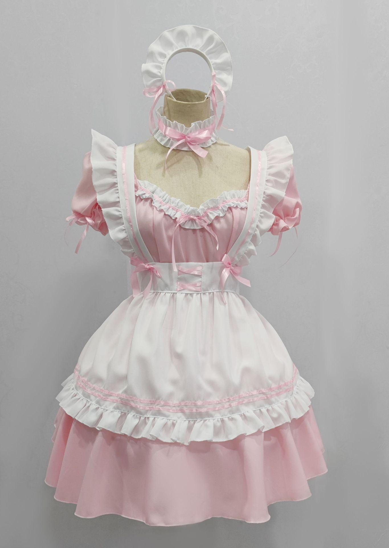 Miracle Nikki Pink Maid Outfit Lolita Dress Fancy Cross Dress CD Anime Cosplay Costume