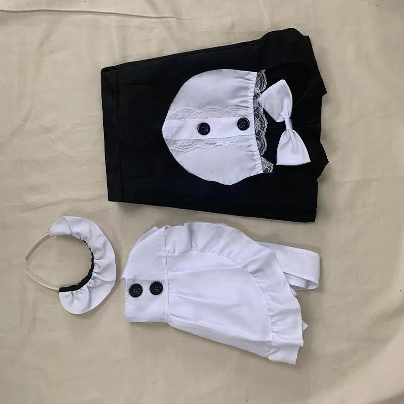 Black White Gothic Maid Outfit Lolita Dress Anime Game Cross Dress Fancy Cosplay Costume