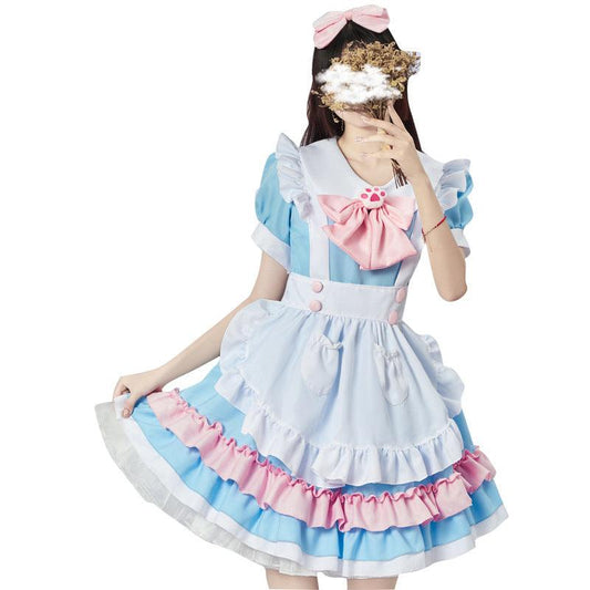 Original Light Blue Maid Outfit Lolita Dress Daily Fancy College Dress Cosplay Costume