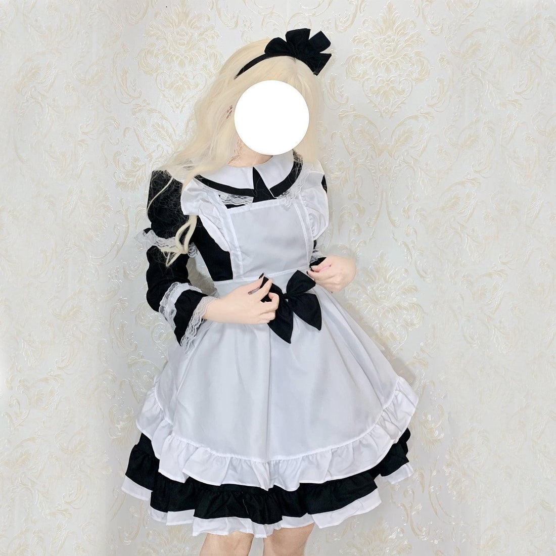 Alice Wonderland Anime Maid Outfit Lolita Dress Cute Fancy Black Dress Cosplay Costume