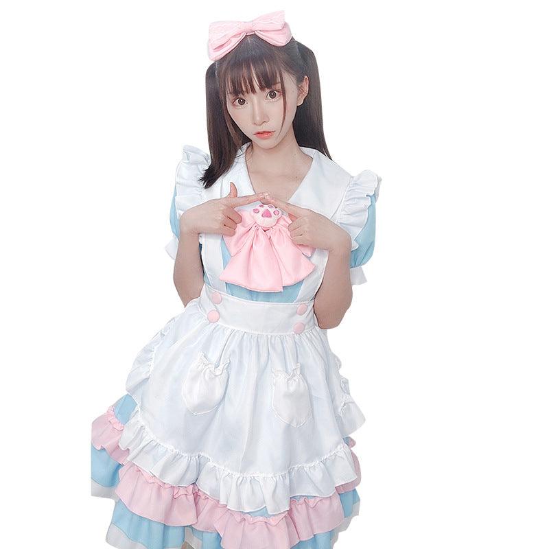 Pink and Blue French Maid Outfit Plus Size Dress Lolita Fancy Dress Cosplay Costume - Lolita - coscrew Pink and Blue French Maid Outfit Plus Size Dress Lolita Fancy Dress Cosplay Costume - Lolita - coscrew