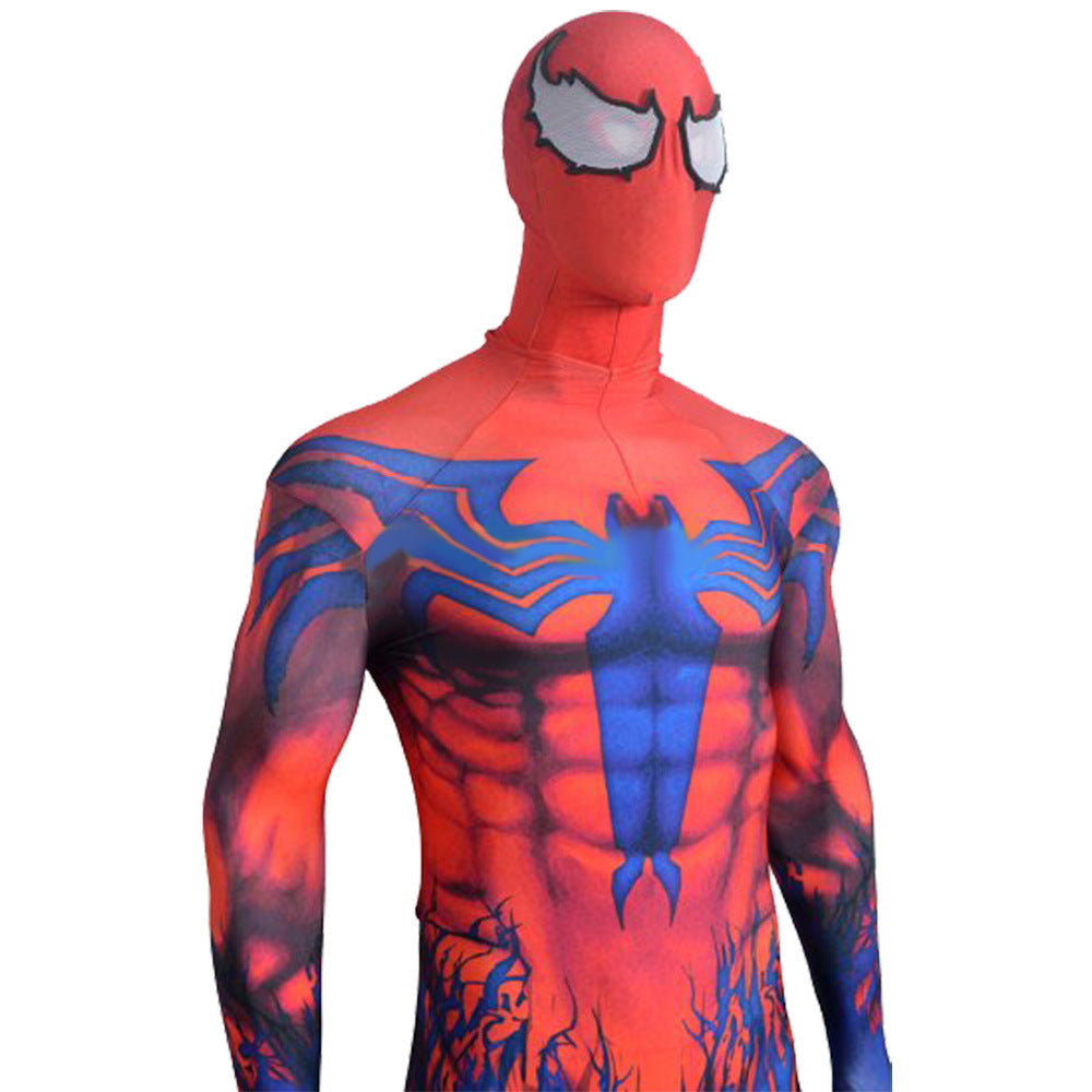 venom symbitote spiderman red blue jumpsuits costume kids adult halloween bodysuit