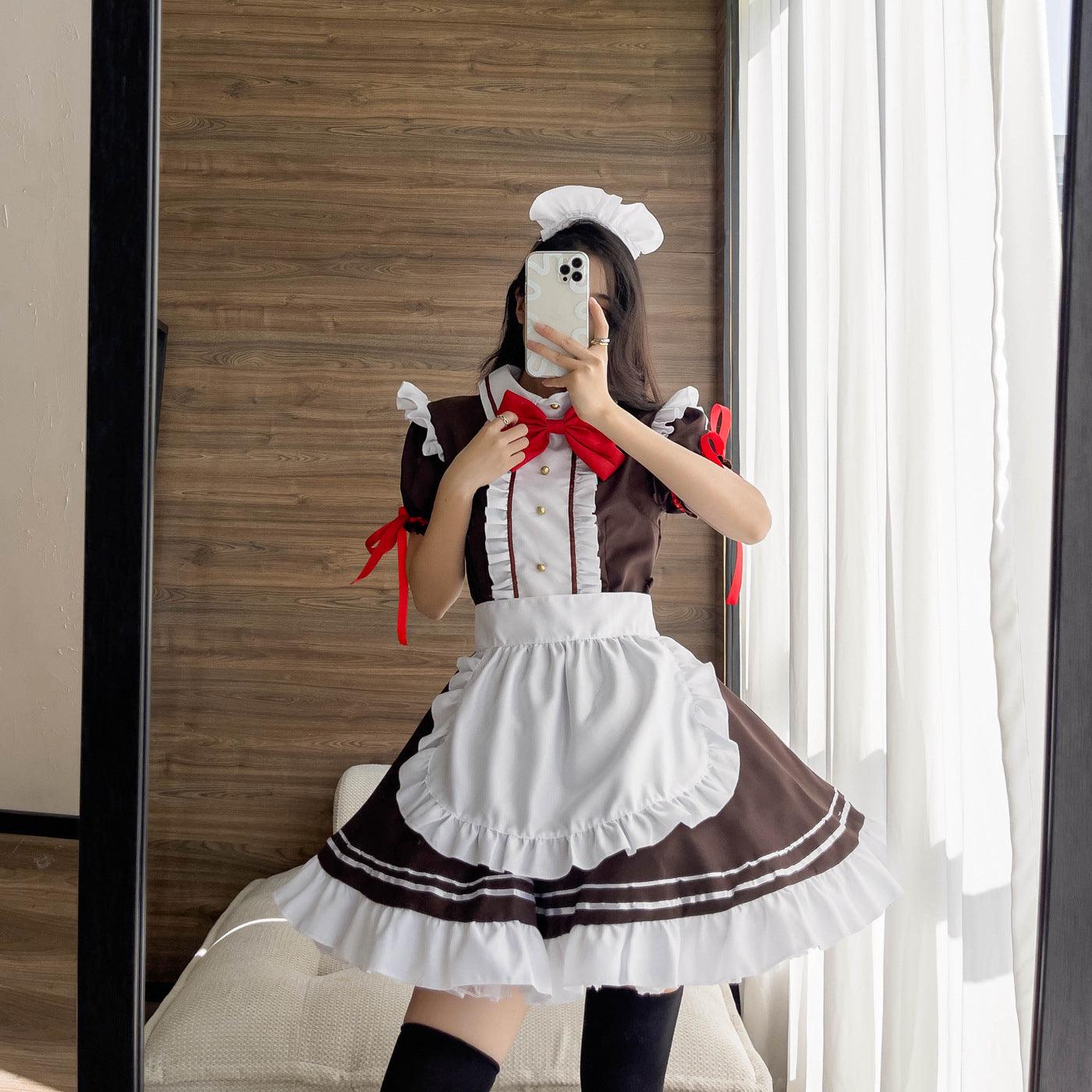 Coffee Waitress Maid Outfit Lolita Dress Anime Game Crossdresser CD Fancy Cosplay Costume