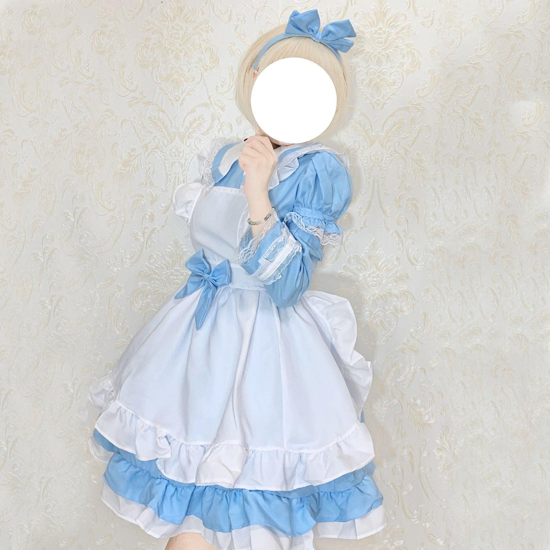 Alice Wonderland Anime Maid Outfit Lolita Dress Cute Fancy Black Dress Cosplay Costume
