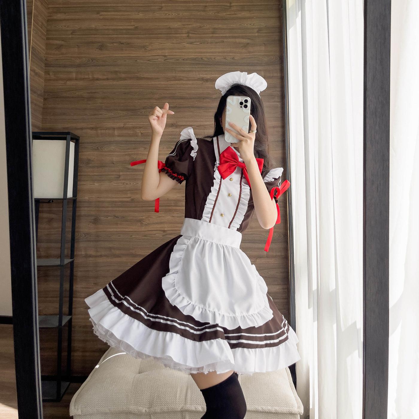Coffee Waitress Maid Outfit Lolita Dress Anime Game Crossdresser CD Fancy Cosplay Costume