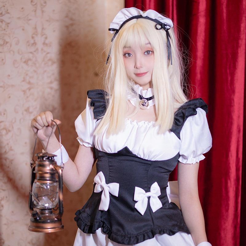 Miracle Nikki Black and White Maid Outfit Dress Fancy Anime Game Lolita Cosplay Costume