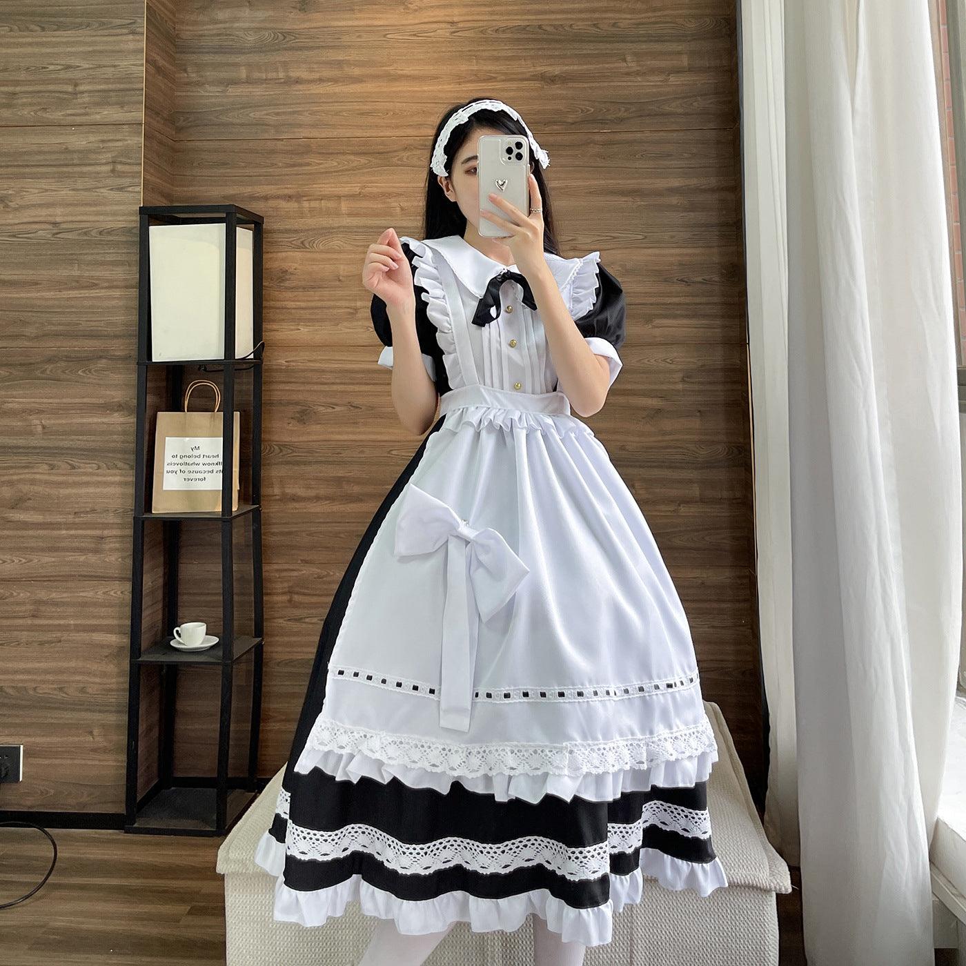 Traditional Short Sleeves Maid Outfit Lolita Dress Crossdresser CD Fancy Cosplay Costume
