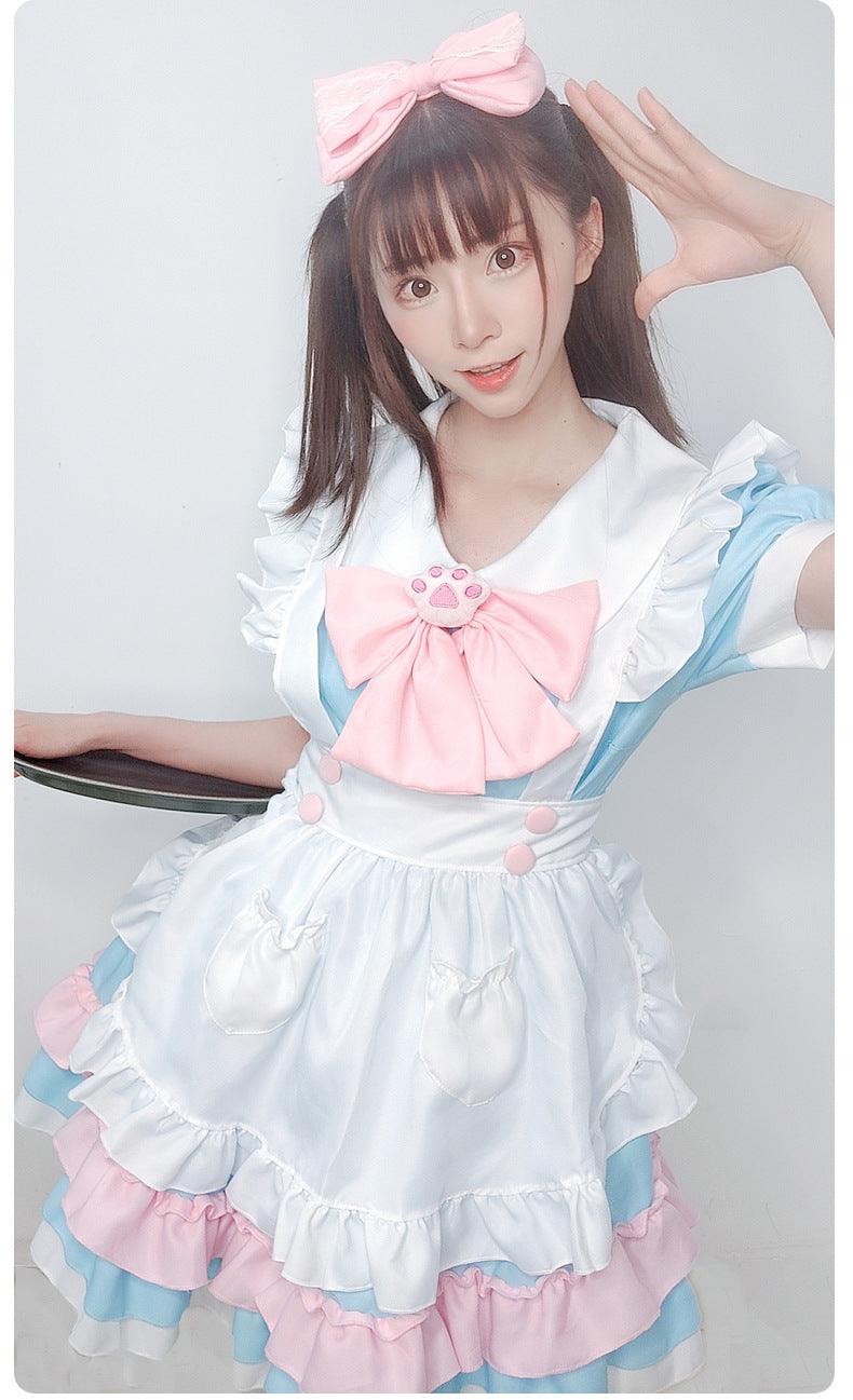 Pink and Blue French Maid Outfit Plus Size Dress Lolita Fancy Dress Cosplay Costume