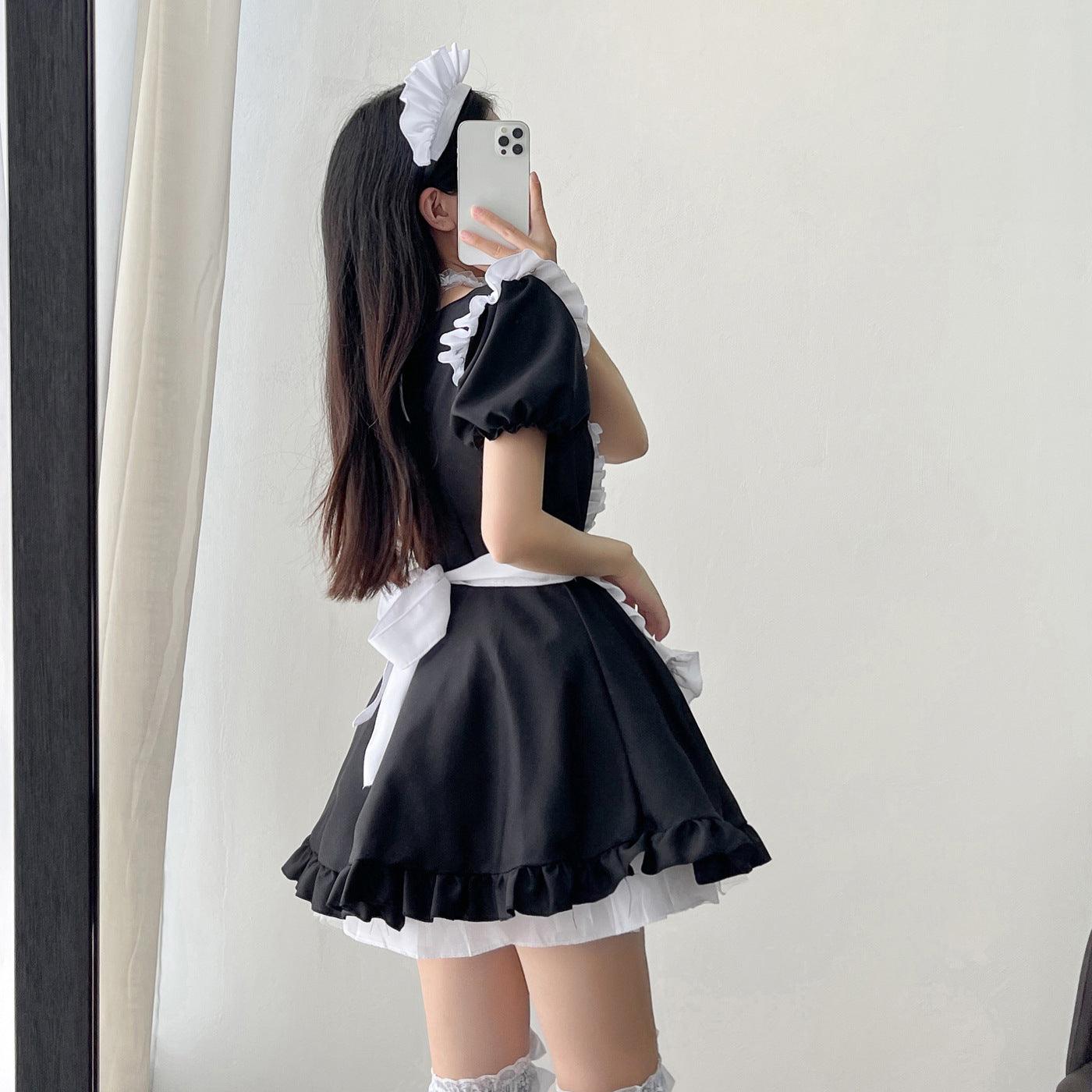 Black White Large Size Maid Outfit Lolita Dress Crossdresser for Man Woman Cosplay Costume