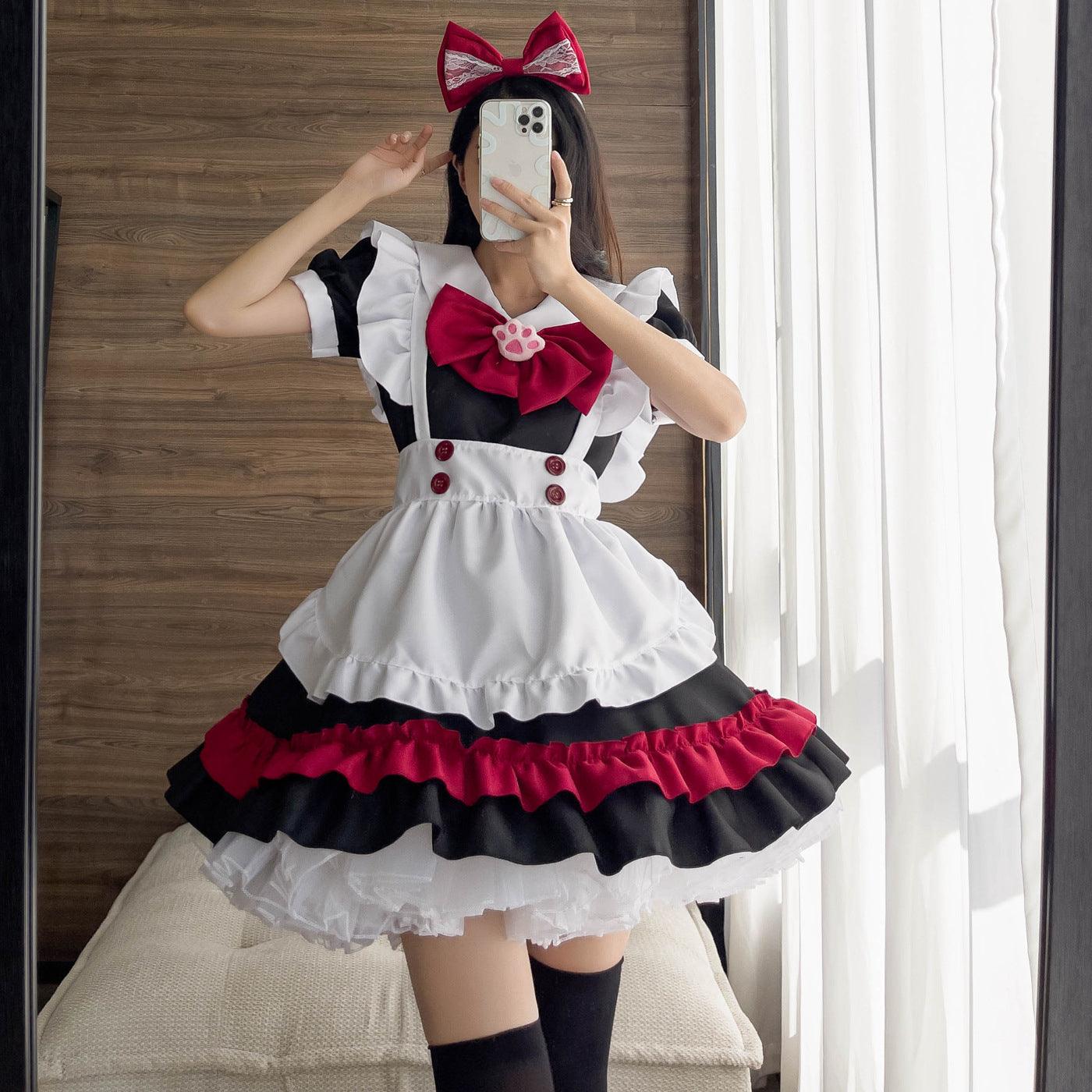 Halloween Vampire Devil Gothic Red Maid Outfit Lolita Dress Anime Fancy Cosplay Costume