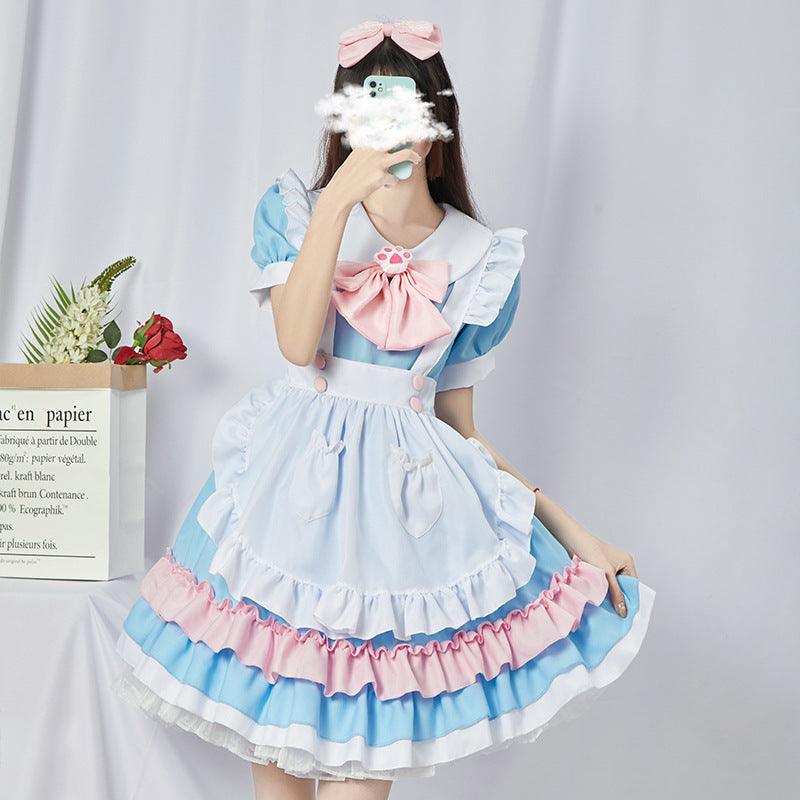 Original Light Blue Maid Outfit Lolita Dress Daily Fancy College Dress Cosplay Costume