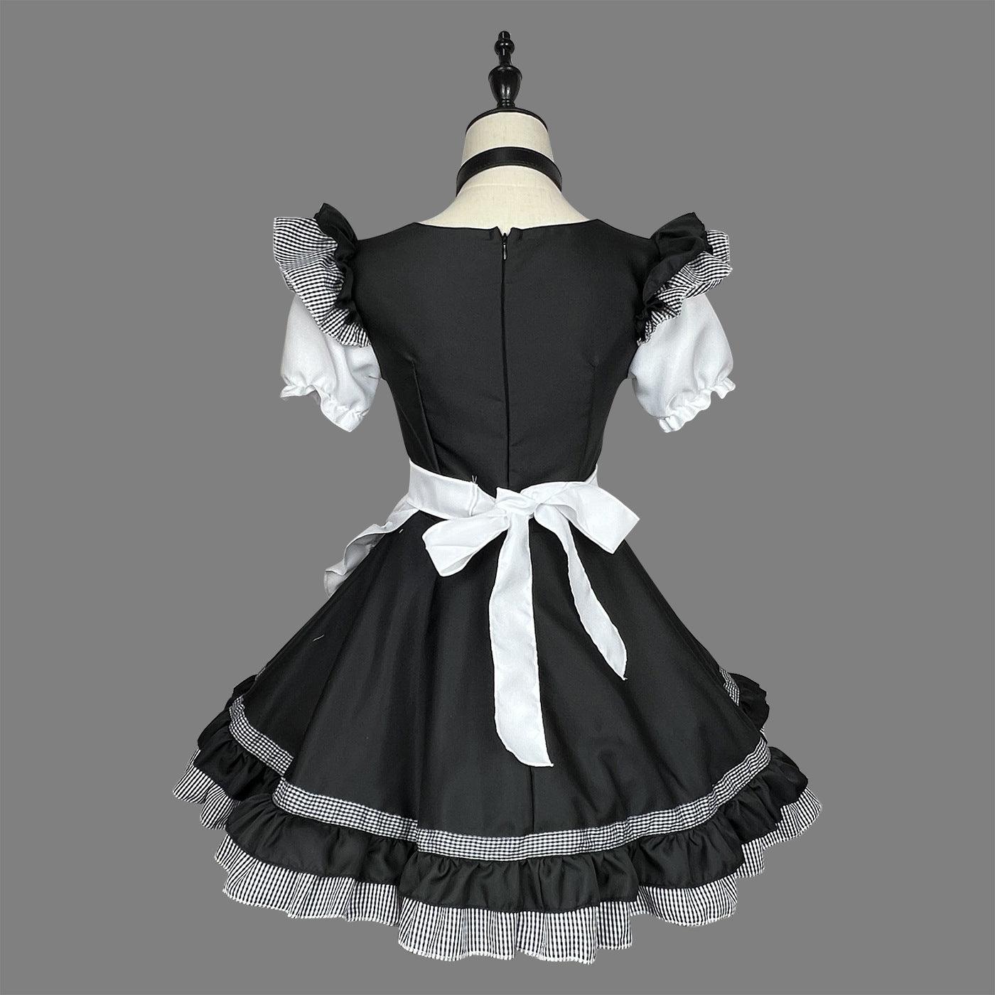 Japanese Black and White Classic Catgirl Maid Outfit Plus Size Lolita Fancy Dress Cosplay