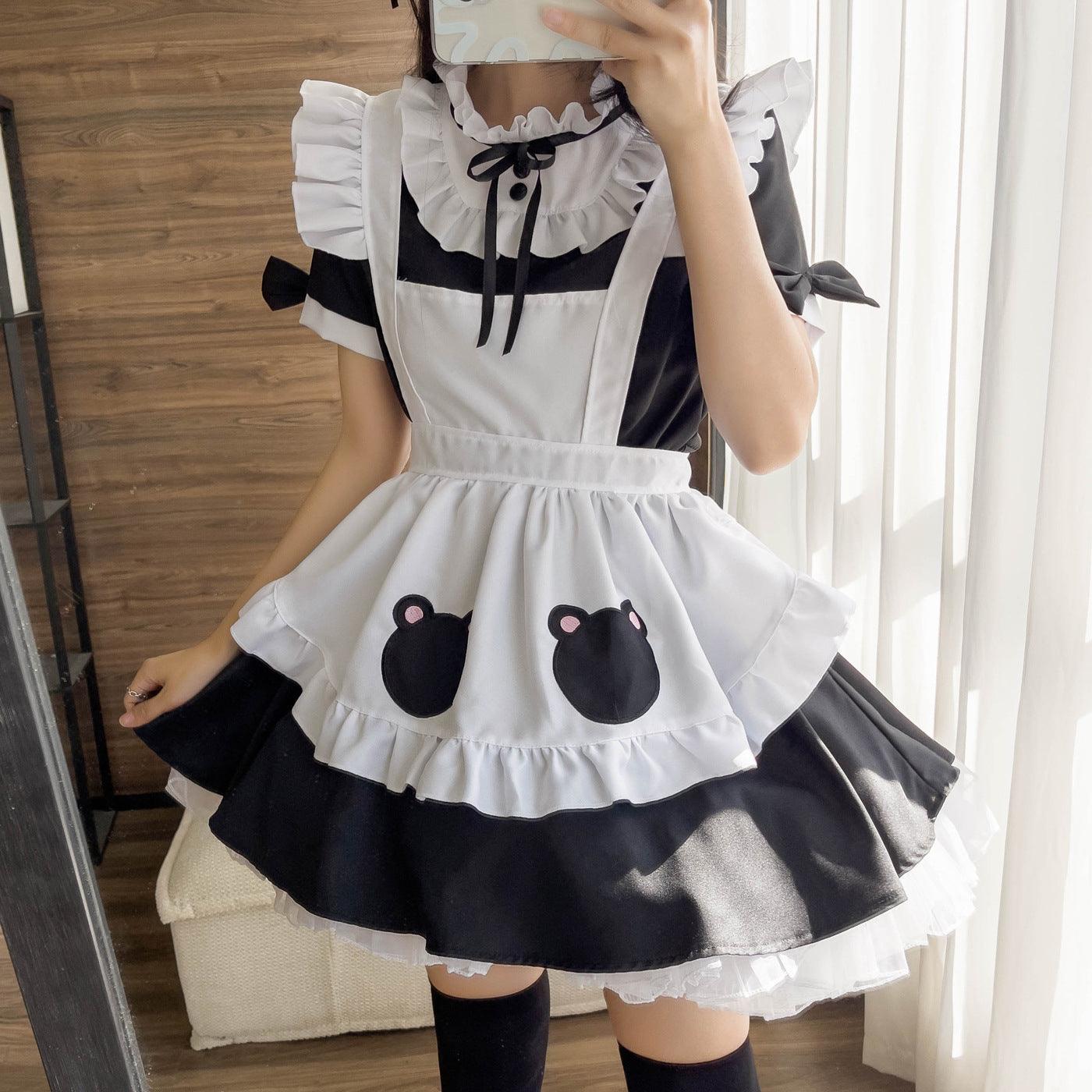 Cute Bear Waitress Maid Outfit Large Size Lolita Dress Anime Game Fancy Cosplay Costume