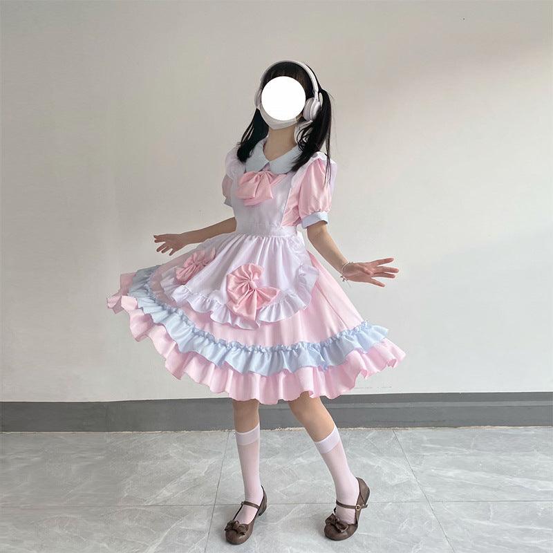 Cute Pink Anime Plus Size Maid Outfit Lolita Dress Japanese Fancy Dress Cosplay Costume