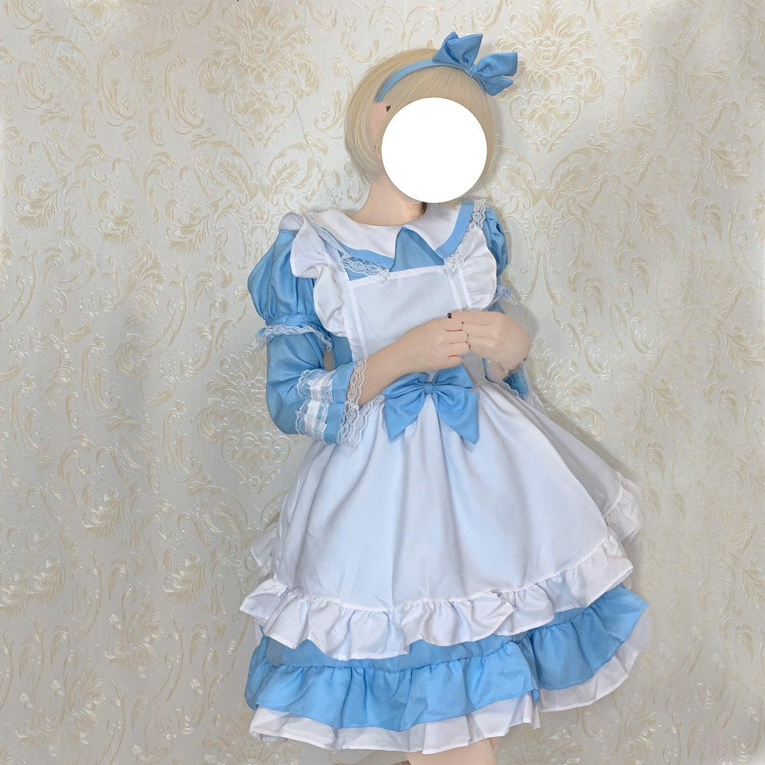 Alice Wonderland Anime Maid Outfit Lolita Dress Cute Fancy Black Dress Cosplay Costume