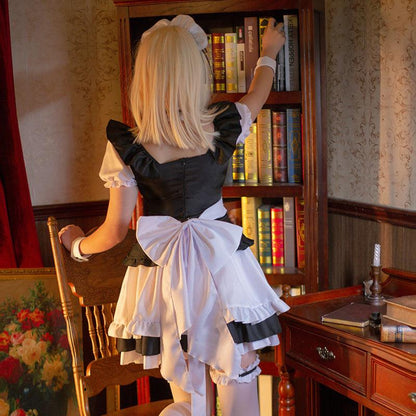 Miracle Nikki Black and White Maid Outfit Dress Fancy Anime Game Lolita Cosplay Costume