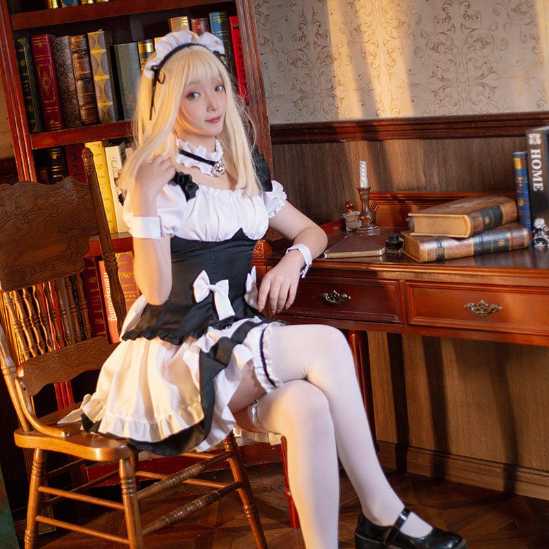 Miracle Nikki Black and White Maid Outfit Dress Fancy Anime Game Lolita Cosplay Costume