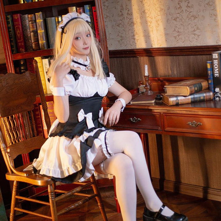Miracle Nikki Black and White Maid Outfit Dress Fancy Anime Game Lolita Cosplay Costume