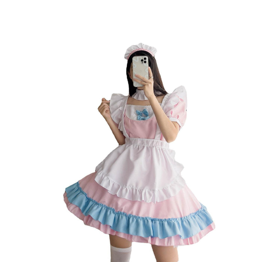 Pink and Blue Large Size Maid Outfit Lolita Dress for Man Woman Fancy Cosplay Costume