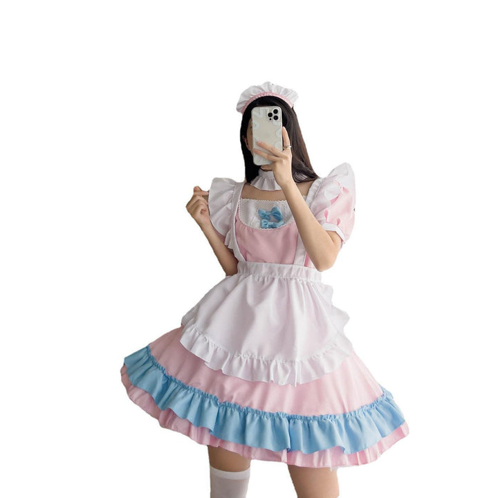 Pink and Blue Large Size Maid Outfit Lolita Dress for Man Woman Fancy Cosplay Costume