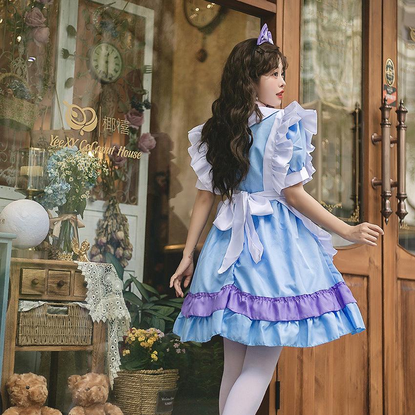 Pink Light Blue Cute Girl Maid Outfit Large Size Lolita Dress Crossdresser Cosplay Costume