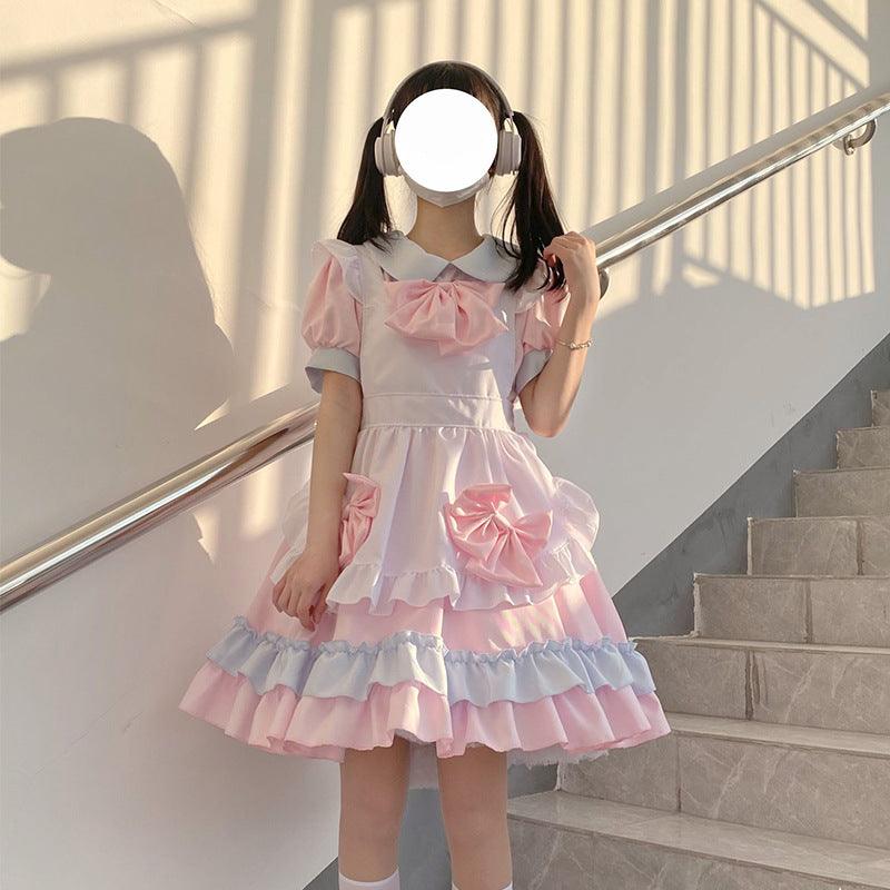 Cute Pink Anime Plus Size Maid Outfit Lolita Dress Japanese Fancy Dress Cosplay Costume