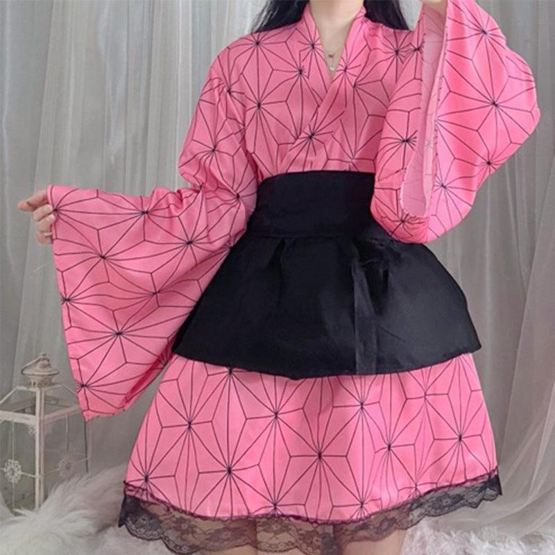 Demon Slayer Kamado Tanjiro Nezuko Anime Maid Outfit Lolita Dress Japanese Cosplay Costume
