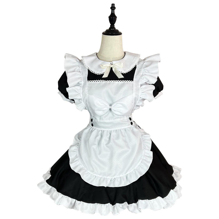 Black White Large Size Maid Outfit Lolita Bow Dress Crossdresser Fancy Cosplay Costume