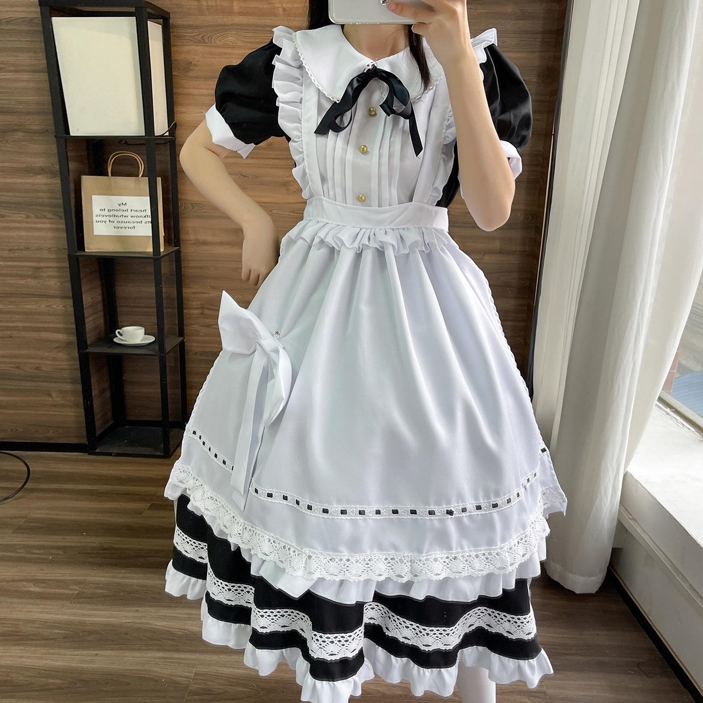 Traditional Short Sleeves Maid Outfit Lolita Dress Crossdresser CD Fancy Cosplay Costume
