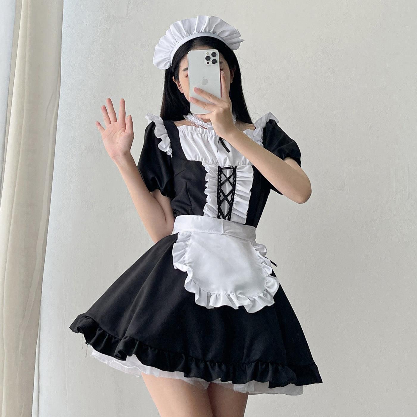 Black White Large Size Maid Outfit Lolita Dress Crossdresser for Man Woman Cosplay Costume