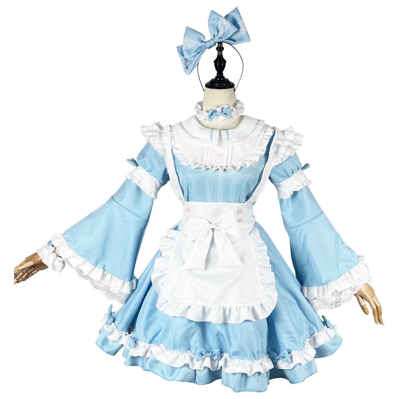 Light Blue Alice Maid Outfit Lolita Dress Anime Game Fancy Large Size CD Cosplay Costume