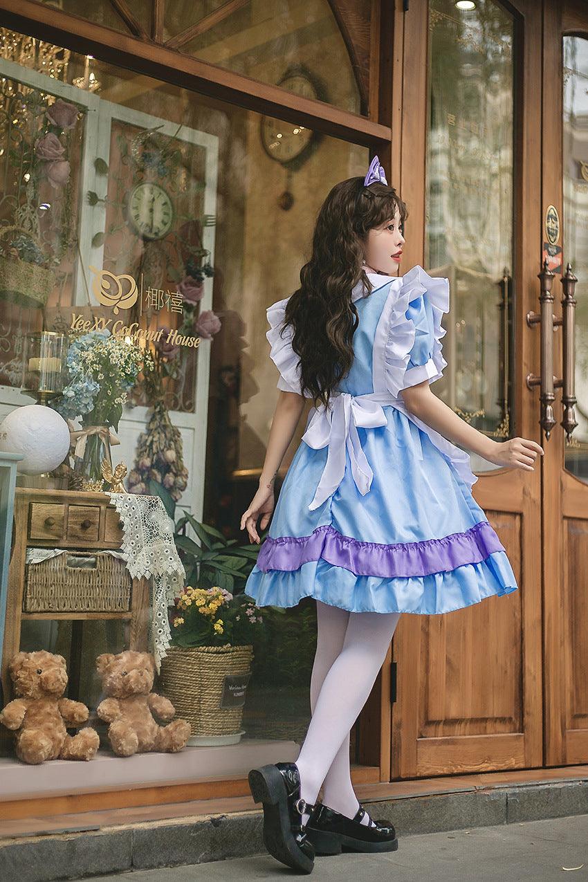 Pink Light Blue Cute Girl Maid Outfit Large Size Lolita Dress Crossdresser Cosplay Costume