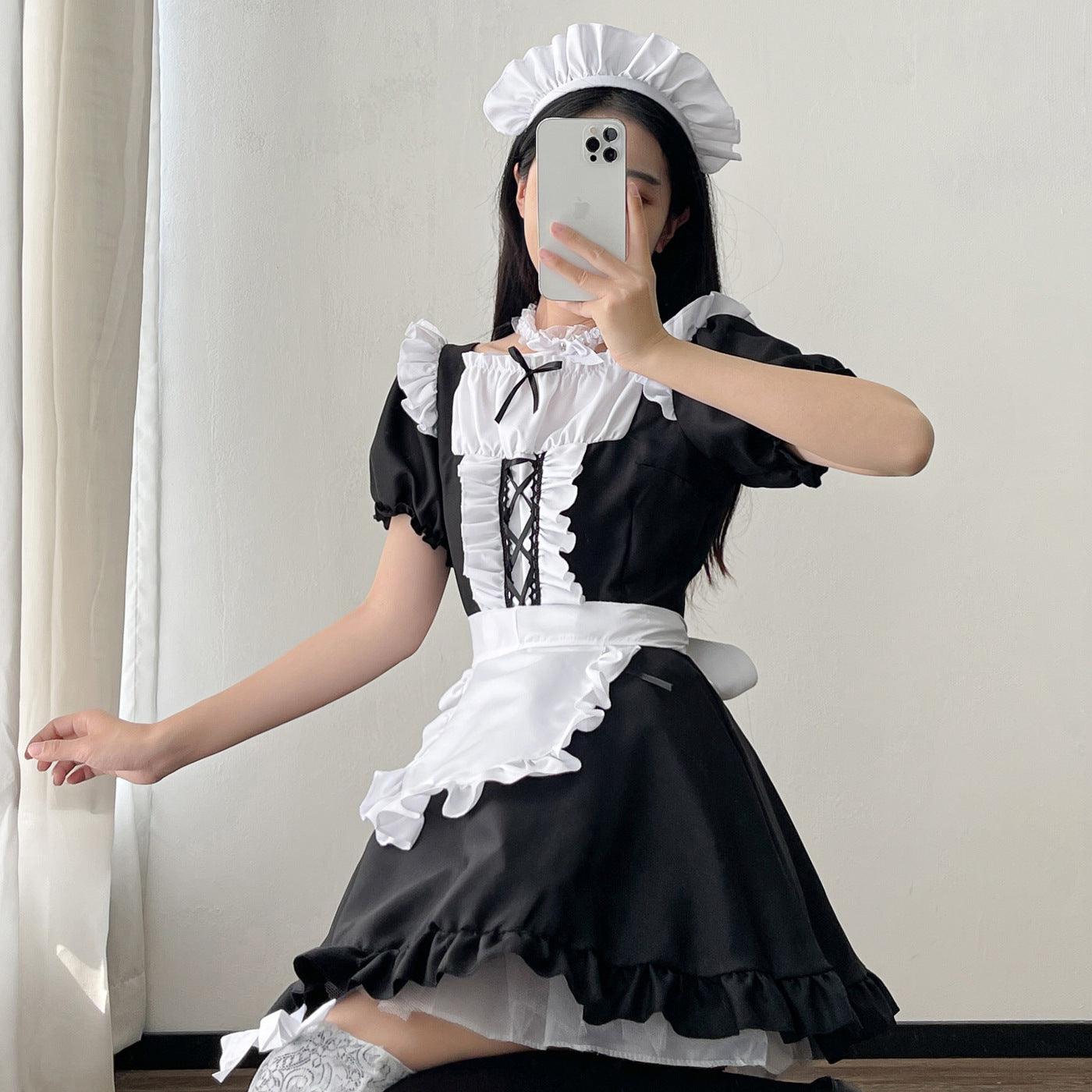 Black White Large Size Maid Outfit Lolita Dress Crossdresser for Man Woman Cosplay Costume