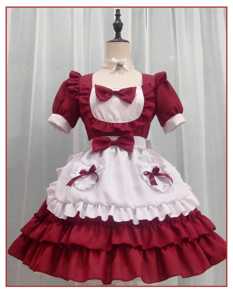 Pure and Cute Pink Maid Uniform Anime Cat Maid Outfit Lolita Dress Cosplay Costume