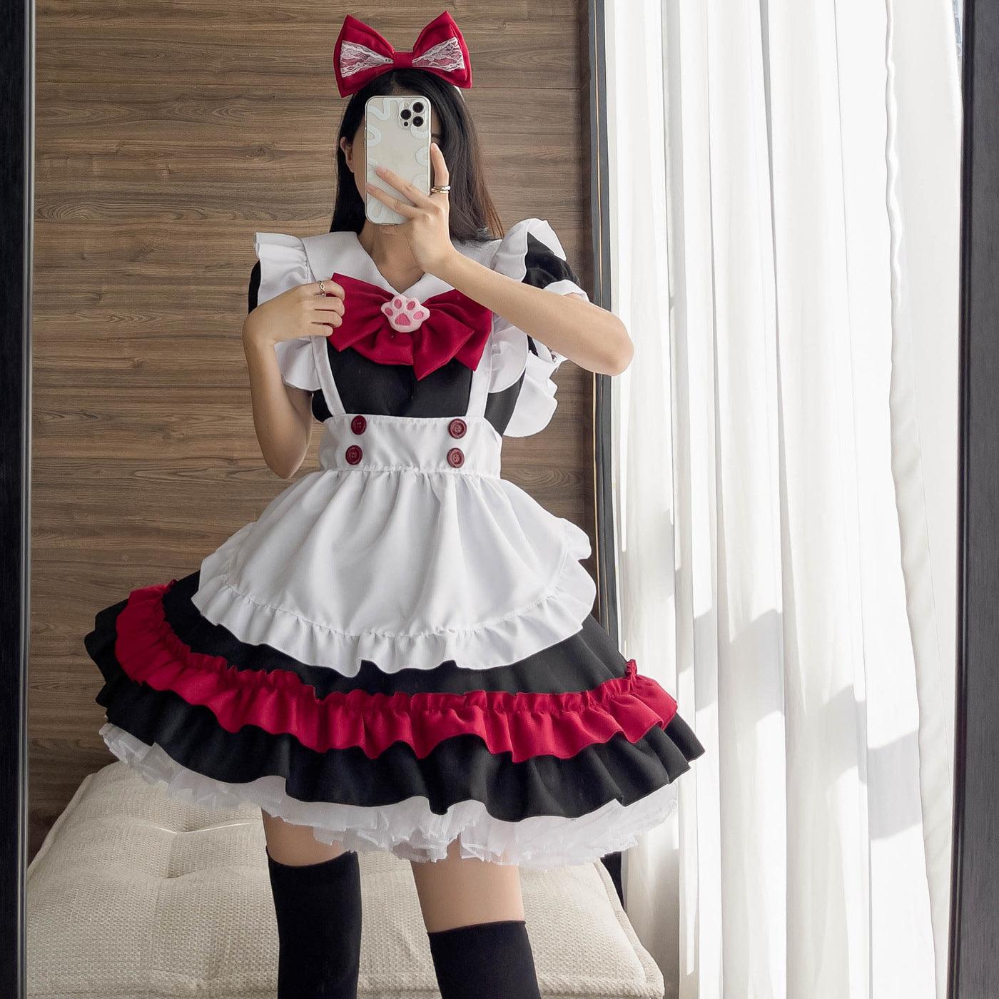 Halloween Vampire Devil Gothic Red Maid Outfit Lolita Dress Anime Fancy Cosplay Costume