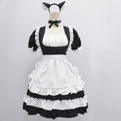 Original Black Cute Cat Maid Outfit Lolita Dress Daily Fancy College Dress Cosplay Costume