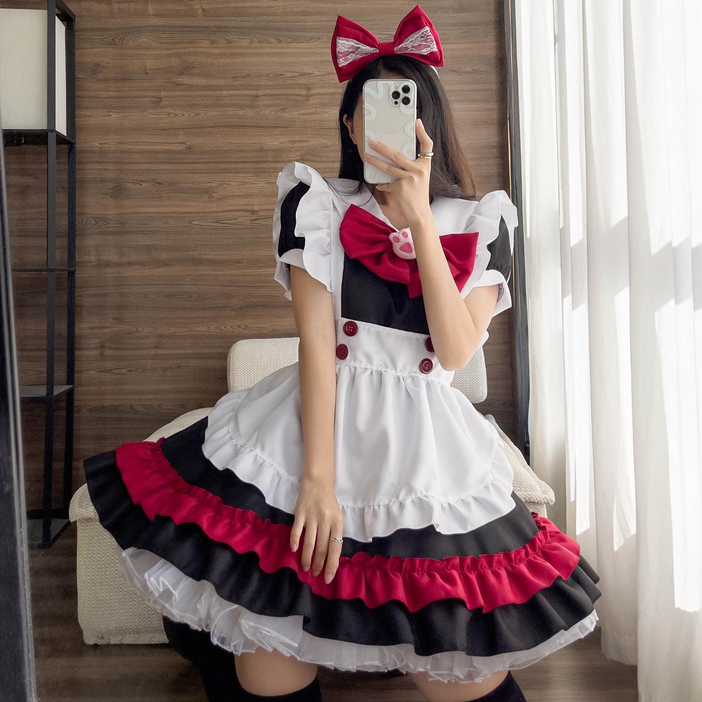 Halloween Vampire Devil Gothic Red Maid Outfit Lolita Dress Anime Fancy Cosplay Costume
