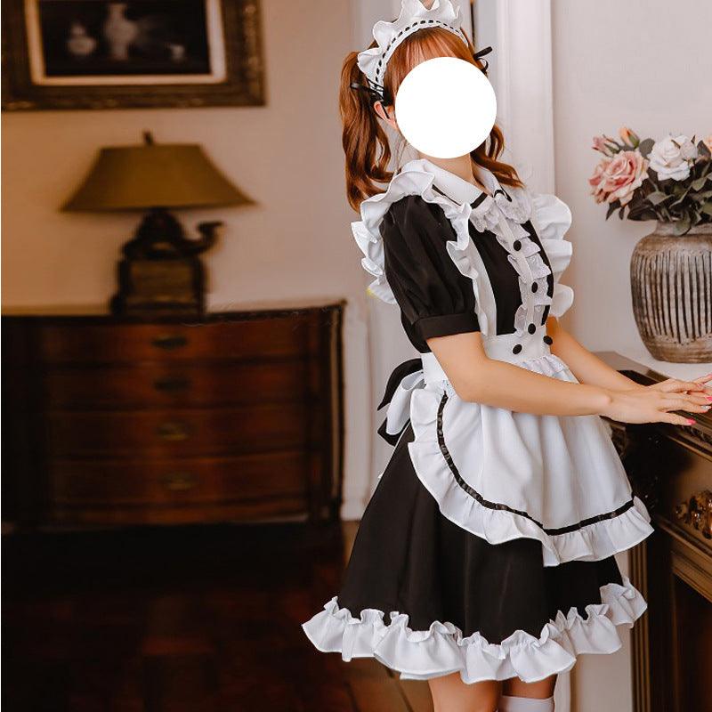 Black White Short Maid Outfit Lolita Dress Japanese Cute Fancy Dress Cosplay Costume