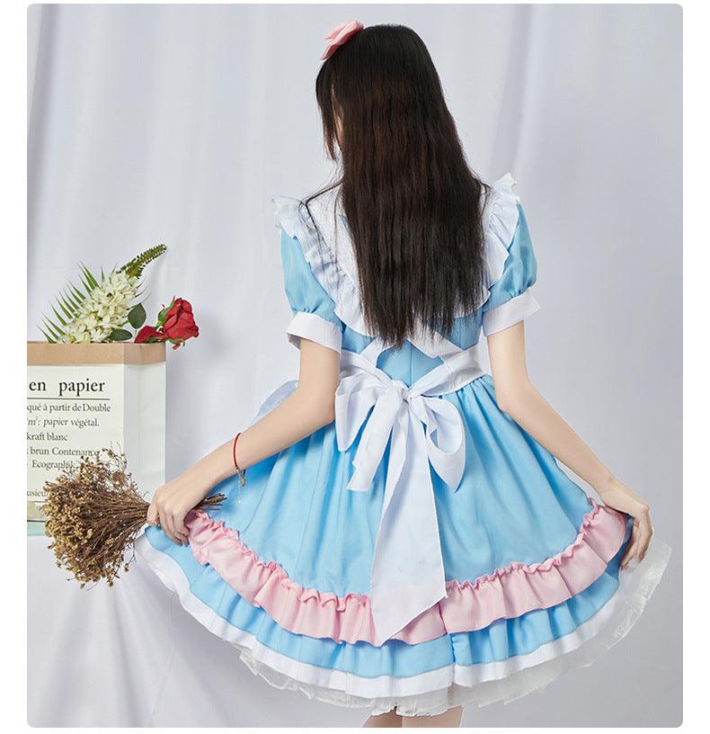 Original Light Blue Maid Outfit Lolita Dress Daily Fancy College Dress Cosplay Costume