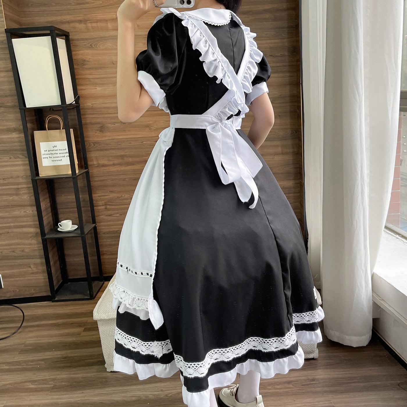 Traditional Short Sleeves Maid Outfit Lolita Dress Crossdresser CD Fancy Cosplay Costume