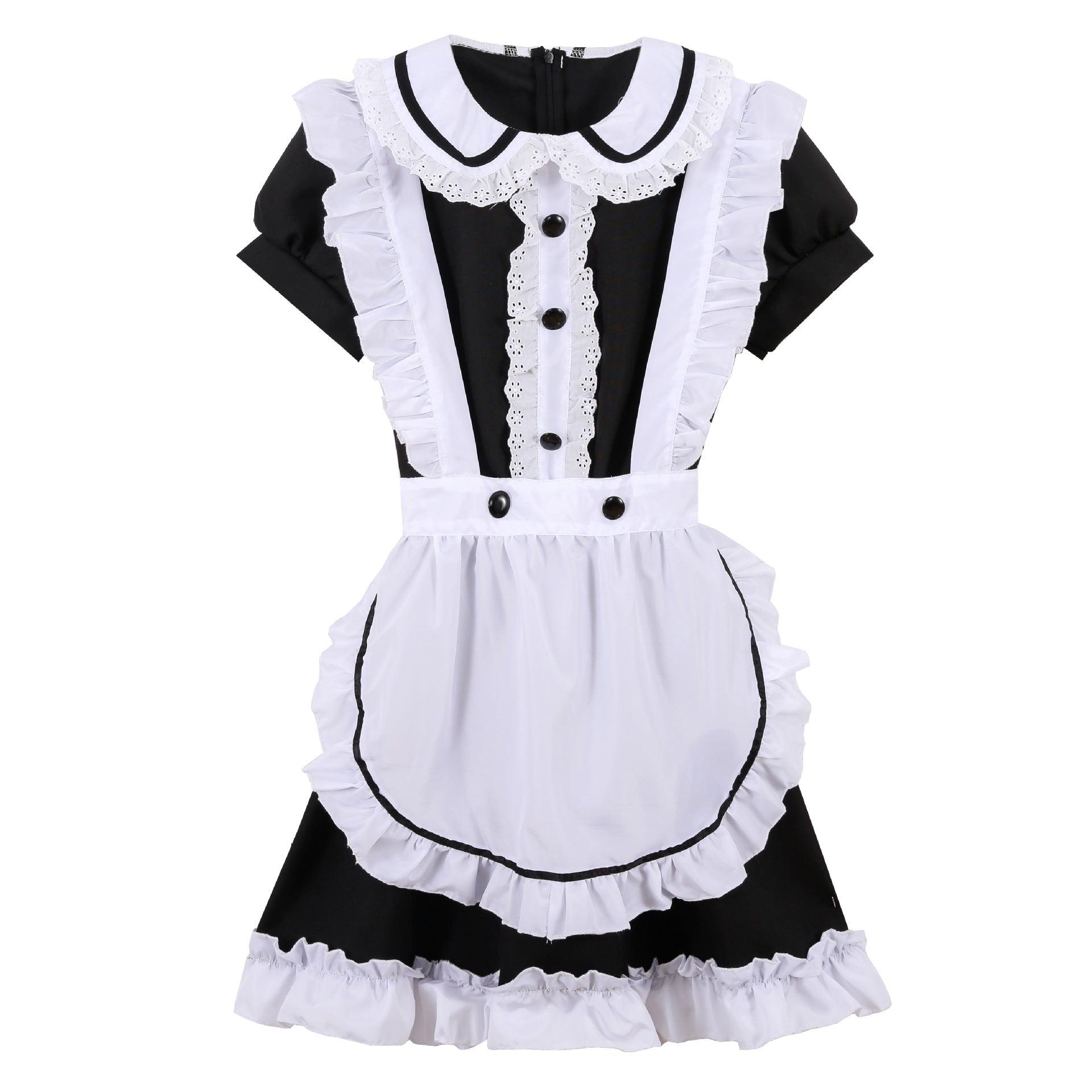 Black White Short Maid Outfit Lolita Dress Japanese Cute Fancy Dress Cosplay Costume