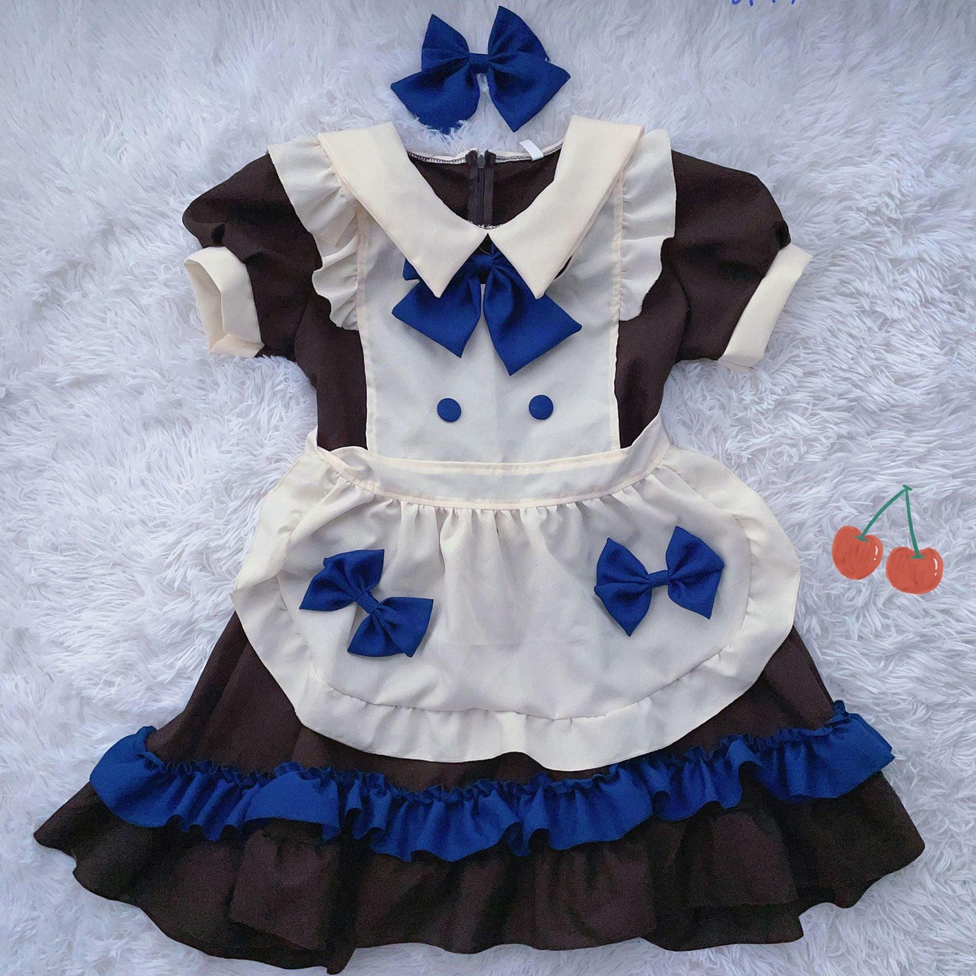 Cafe Waiter Anime Brown Maid Outfit Lolita Dress Japanese Cute Fancy Dress Cosplay Costume