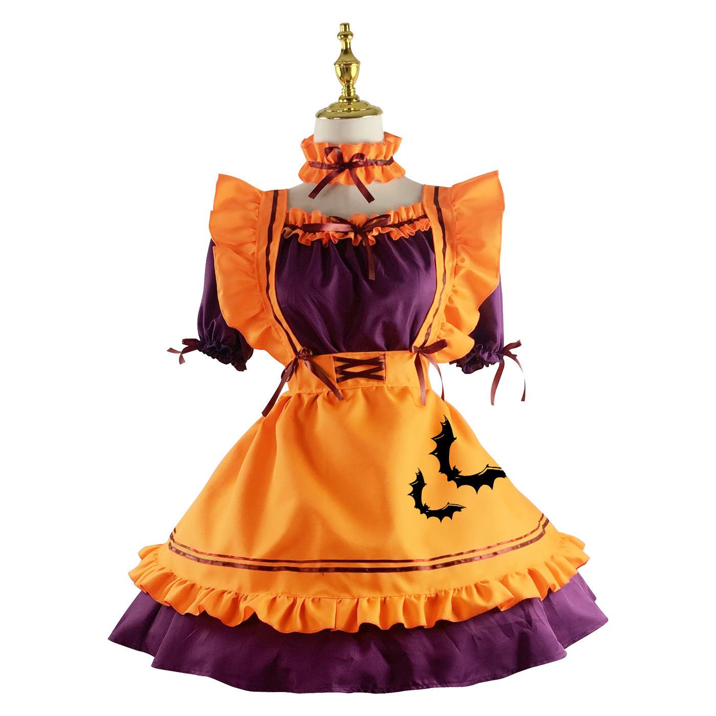 Halloween Anime Orange Maid Outfit Lolita Dress Crossdresser Large Fancy Cosplay Costume