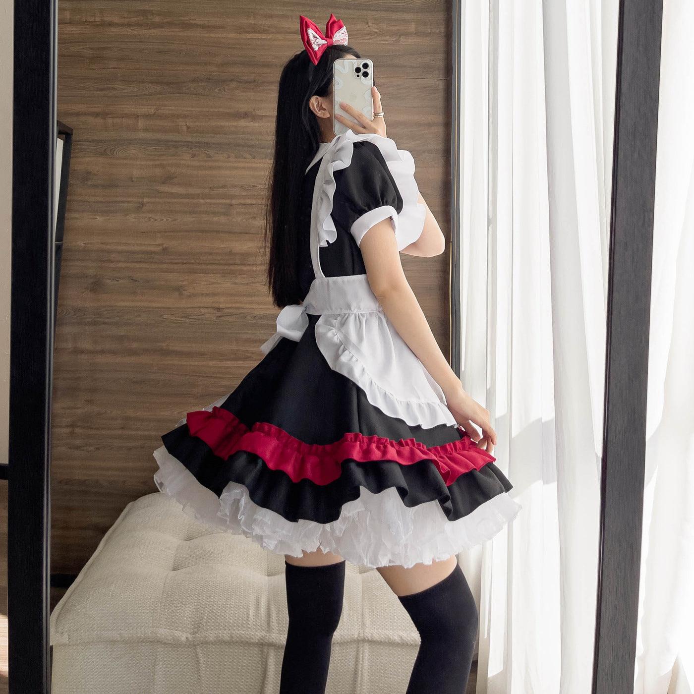 Halloween Vampire Devil Gothic Red Maid Outfit Lolita Dress Anime Fancy Cosplay Costume